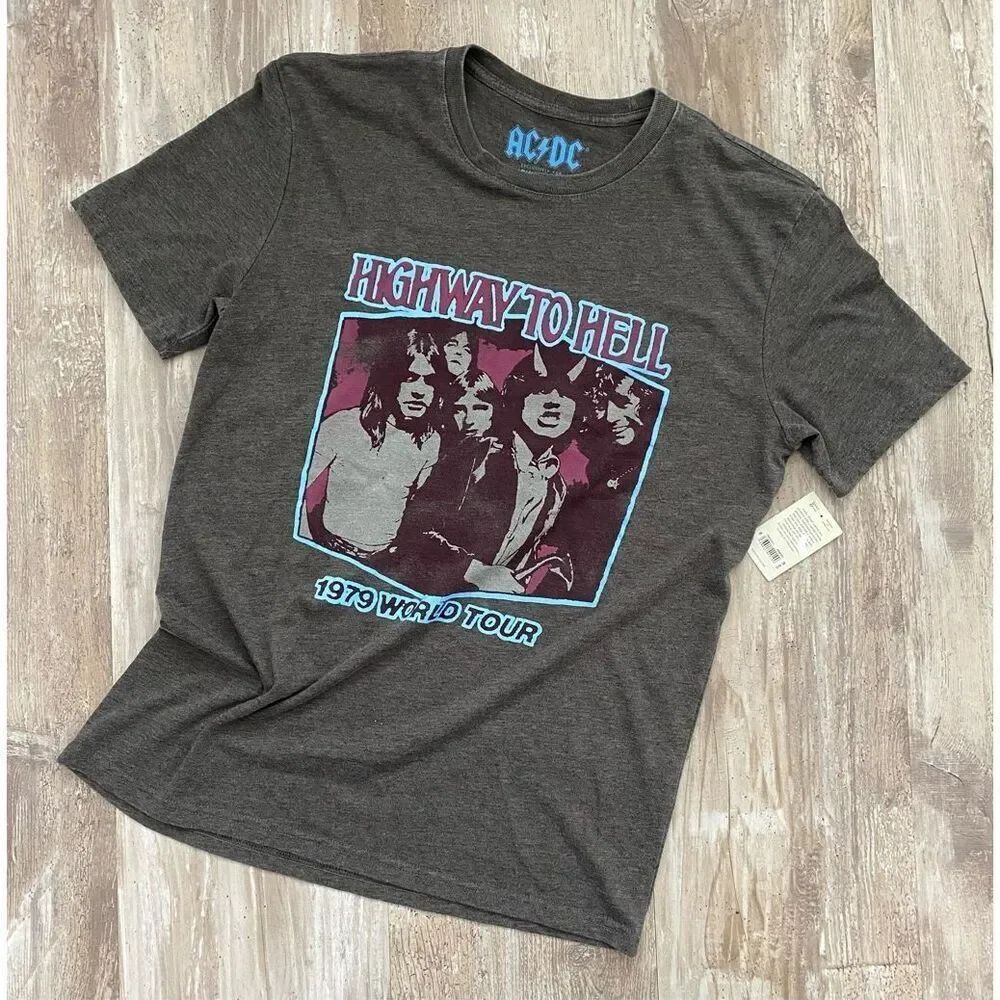 Lucky Brand AC/DC Rock Band T-Shirt Venice Burnout Distressed Men’s Size Medium